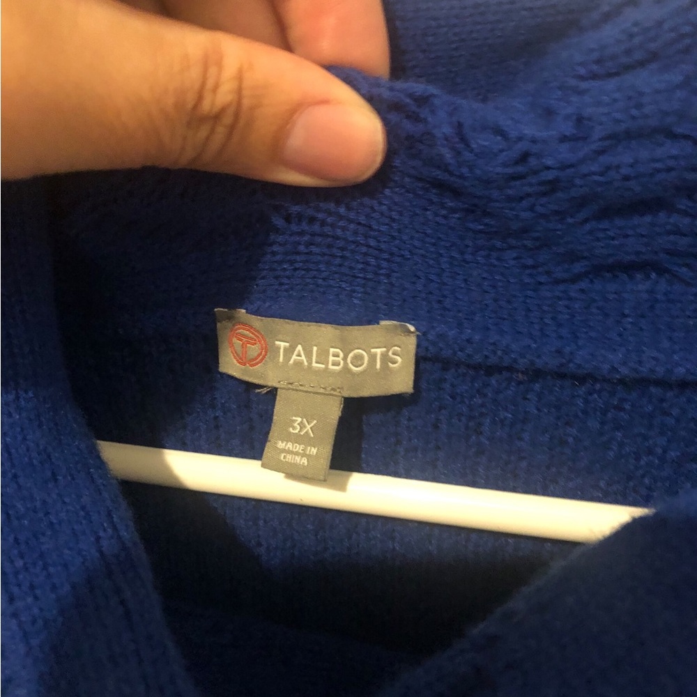 Talbots intricate cowl neck sweater royal navy blue 3X Women’s excellent cond. - Picture 8 of 10